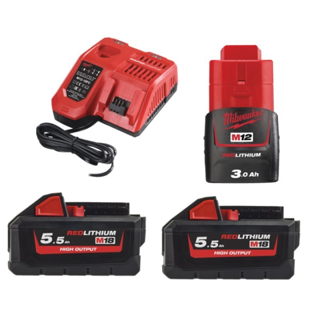 Vendita online Kit 2 batterie HIGH OUTPUT 18V 5.5Ah + caricabatteria